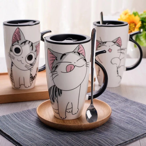 Ensemble de 3 tasses chat Chi en céramique
